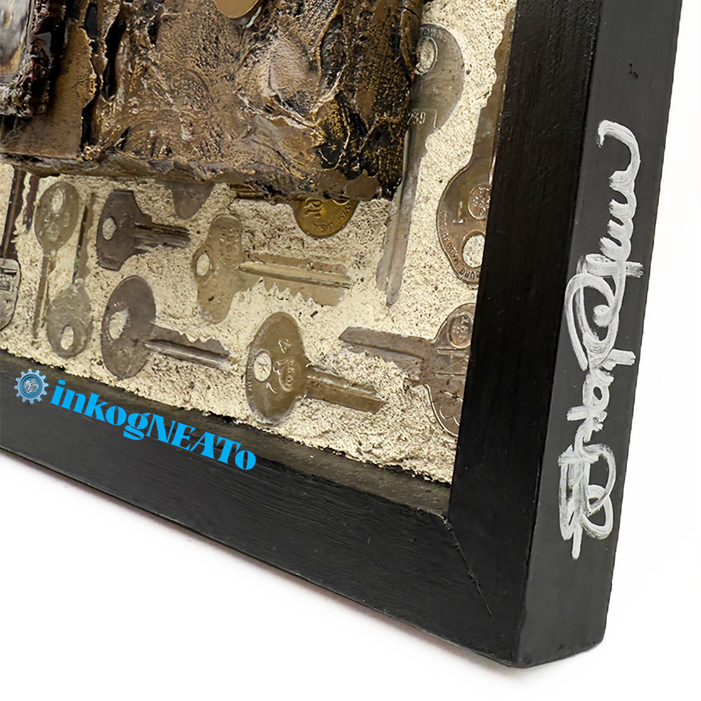 Independent - Industrial Mixed Media Art with Keys & Mechanical Elements