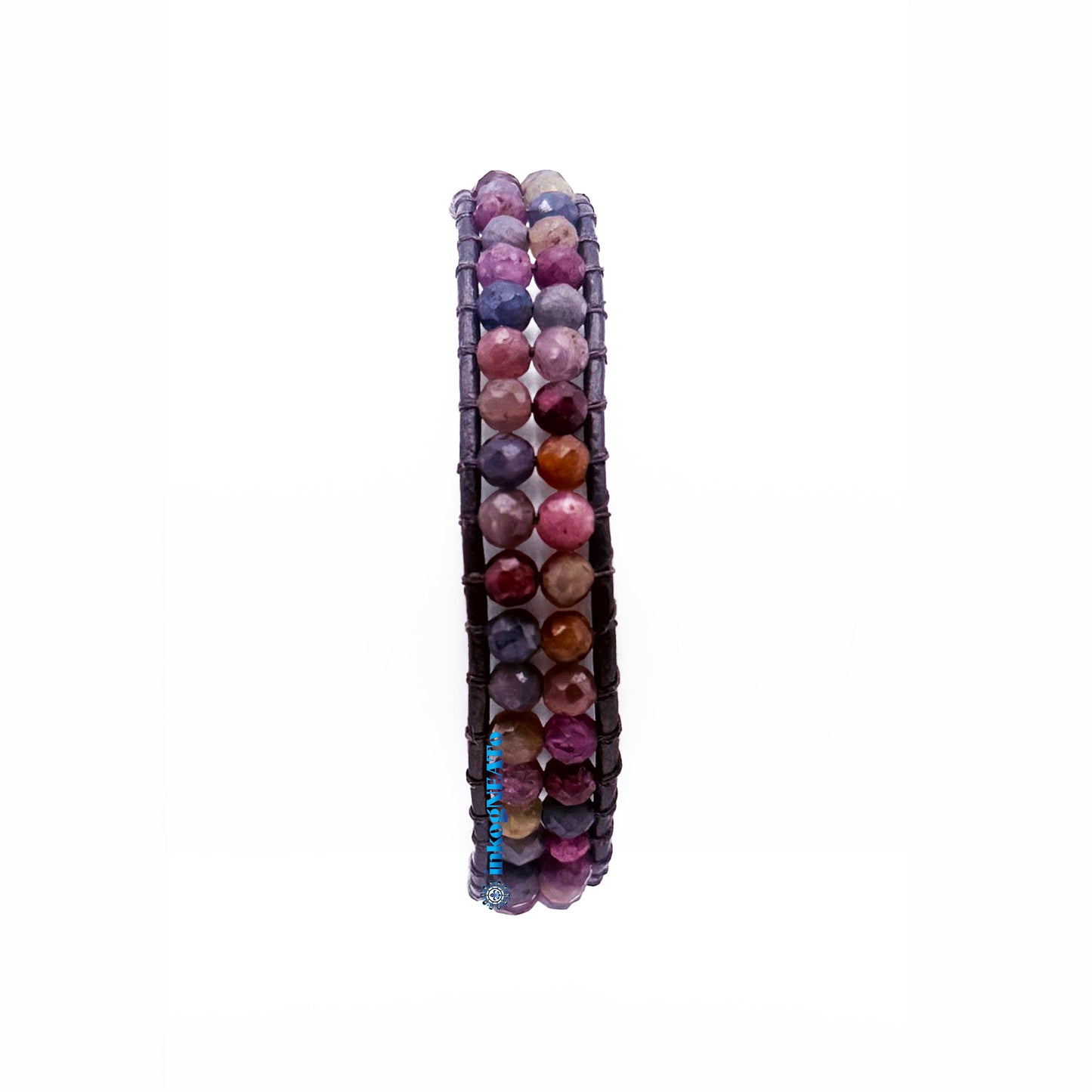 RUBY SAPPHIRE 2mm Round Faceted Round Wrap Bracelet