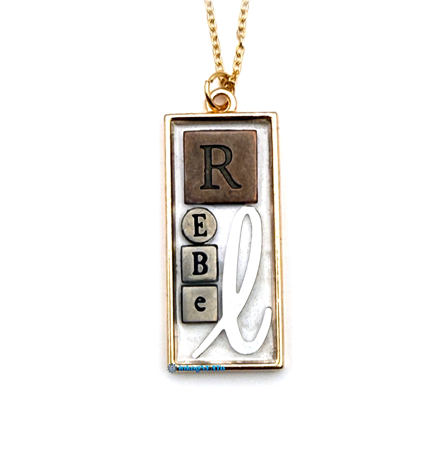 BITCH Necklace – Mixed Metal Silver Wearable Art | Typewriter Key Statement Jewelry