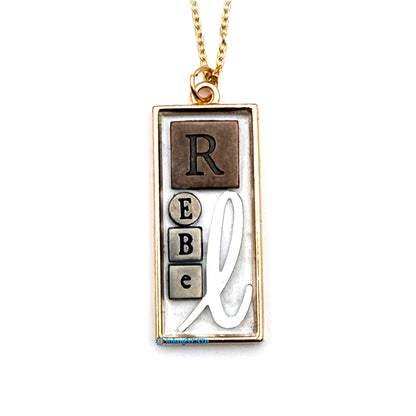 BITCH Necklace – Mixed Metal Silver Wearable Art | Typewriter Key Statement Jewelry