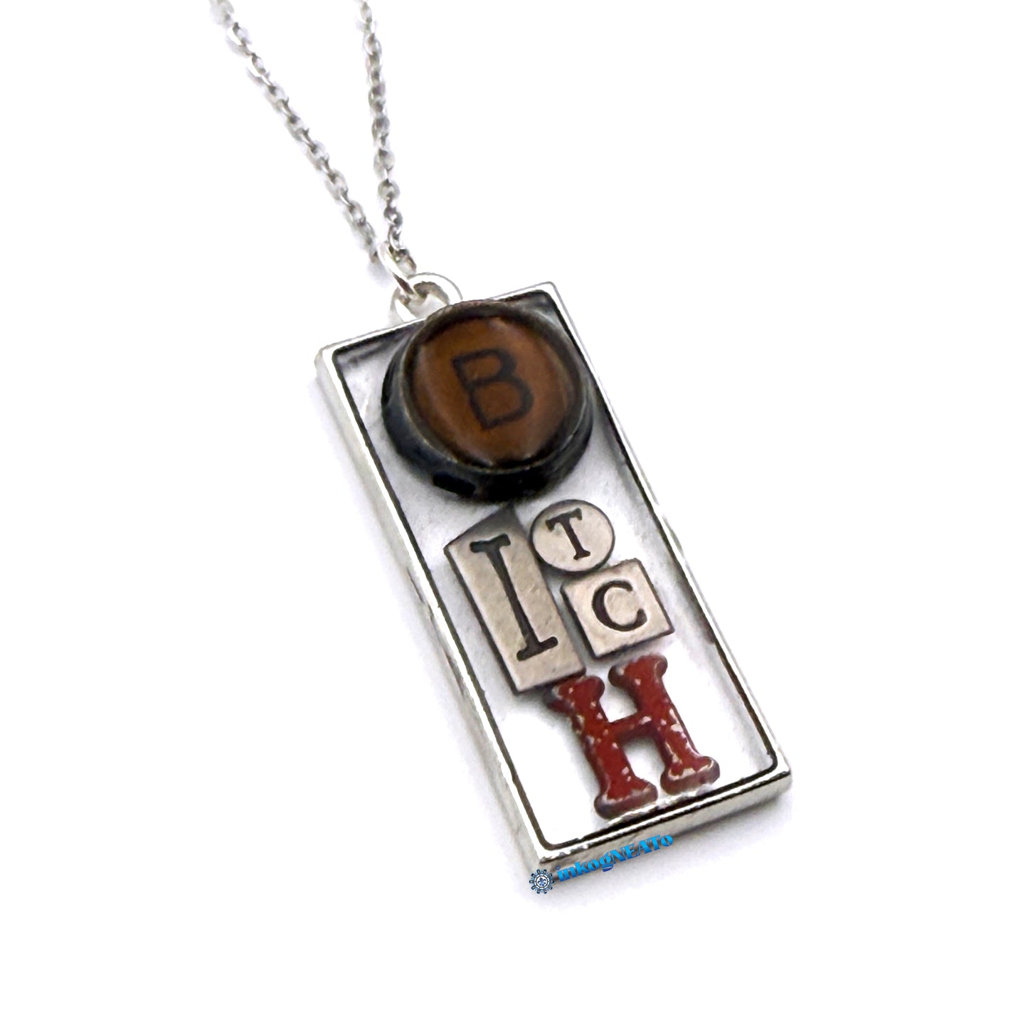 REBEL Necklace – Gold Mixed Metal Bezel | Wearable Art Pendant with Found Objects