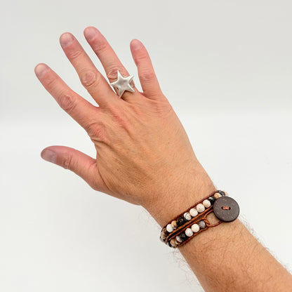 QUARTZ Sandstone 4mm Faceted Round Wrap Bracelet