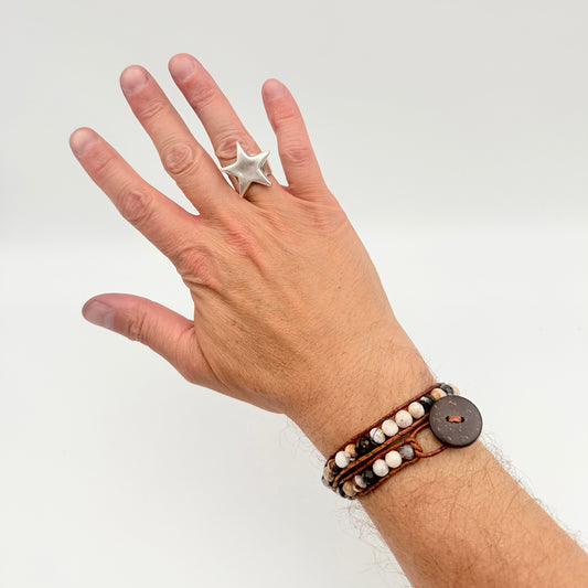 QUARTZ Sandstone 4mm Faceted Round Wrap Bracelet