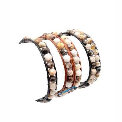 QUARTZ Sandstone 4mm Faceted Round Wrap Bracelet