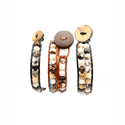QUARTZ Sandstone 4mm Faceted Round Wrap Bracelet