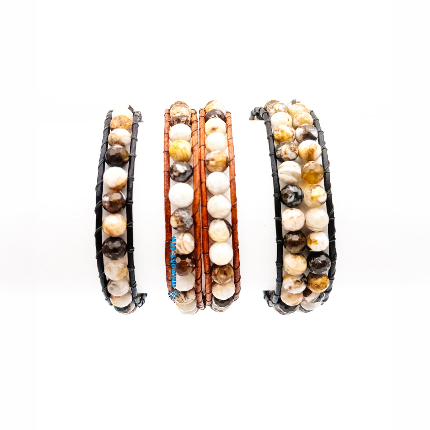QUARTZ Sandstone 4mm Faceted Round Wrap Bracelet