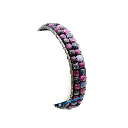 Ruby Sapphire 3mm Square Faceted  Wrap Bracelet