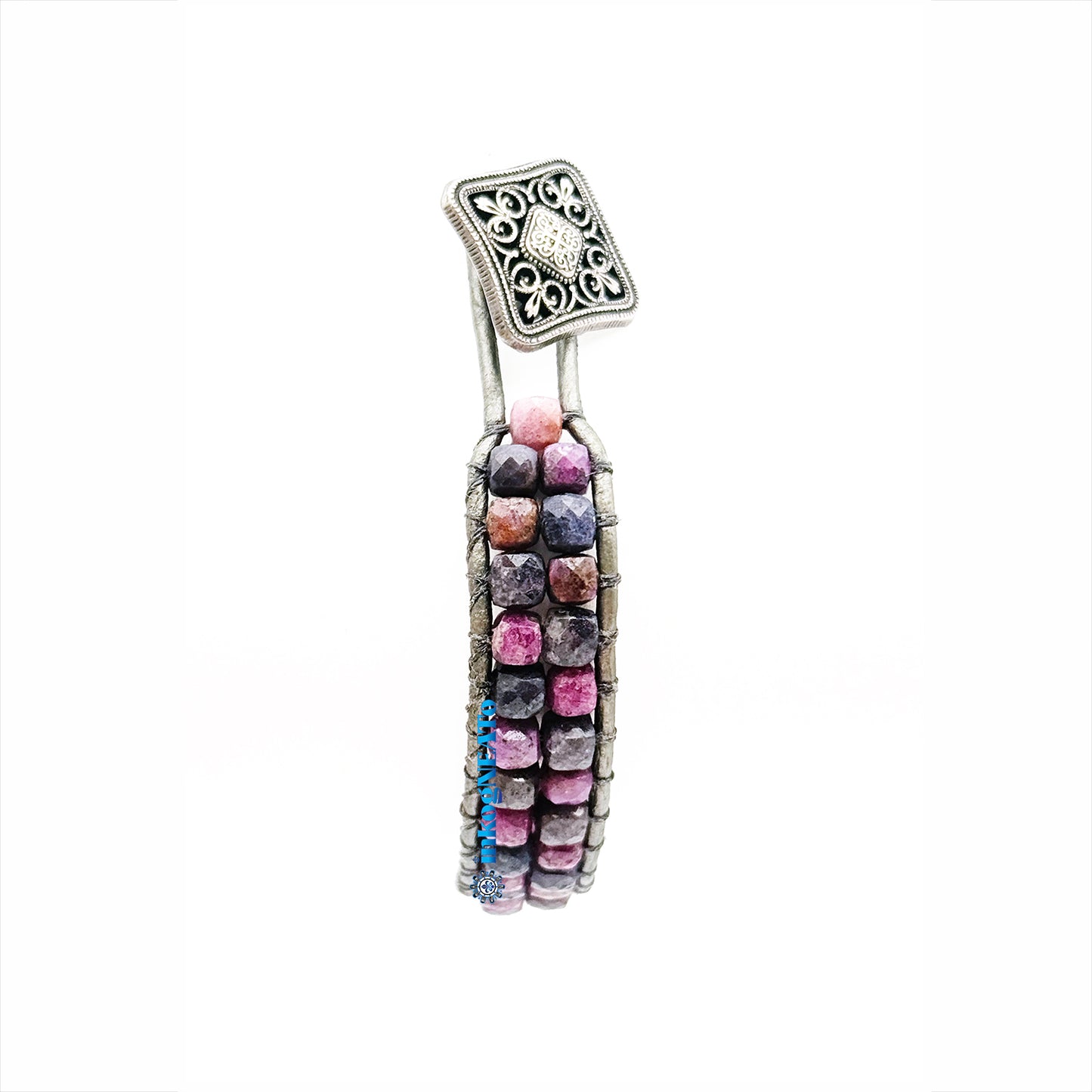 Ruby Sapphire 3mm Square Faceted  Wrap Bracelet