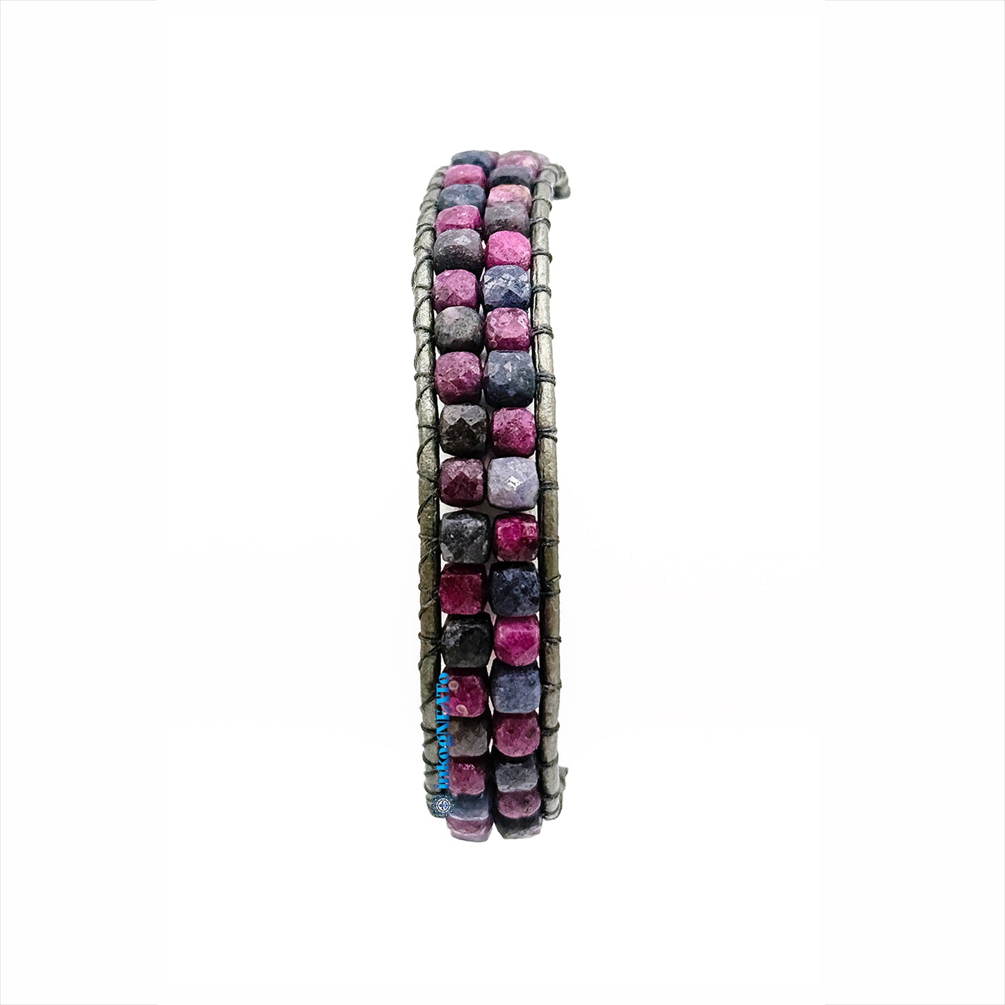 Ruby Sapphire 3mm Square Faceted  Wrap Bracelet