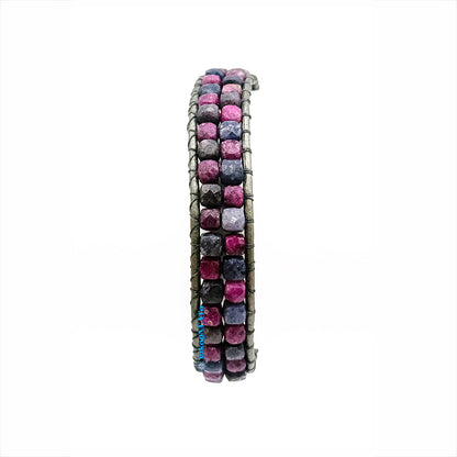 Ruby Sapphire 3mm Square Faceted  Wrap Bracelet